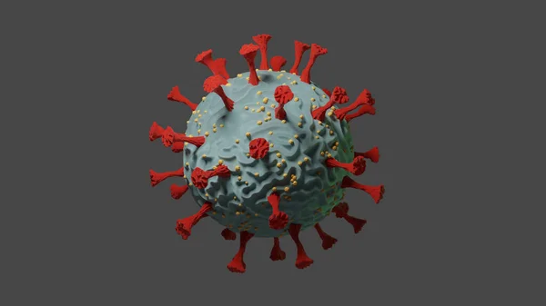 COVID-19 Coronavirus 3d render 2019-nCov. SARS-CoV-2. aislado sobre fondo oscuro — Foto de Stock