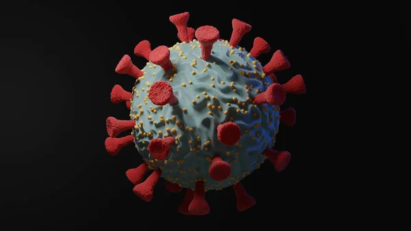 COVID-19 Coronavirus 3d render 2019-nCov. SARS-CoV-2. isolerad på mörk bakgrund — Stockfoto