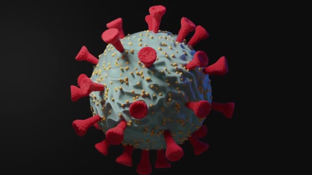 Зображення рухомого коронавірусу на чорному тлі — стокове відео