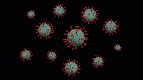 Şeffaf bir arkaplanda hareket eden bir grup koronavirüsün görüntüsü — Stok video