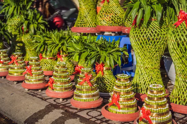 Decoration item for Lunar new year with text Happy new year in Vietnamese and wishes of all the best