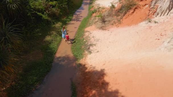 Disparo en cámara lenta aérea. Una mujer. — Vídeos de Stock