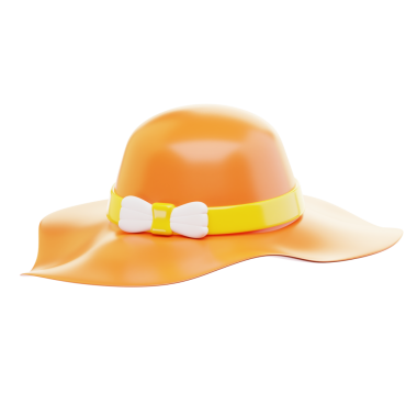 3D Simge Yazı. Plaj şapkası. Şeffaf arkaplanda izole edilmiş. Üç boyutlu illüstrasyon. Yüksek çözünürlük