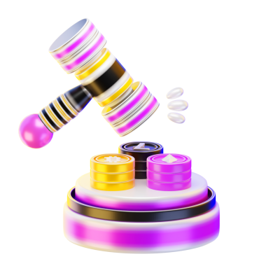 Kripto para birimi, kripto açık artırma 3D resim simgesi