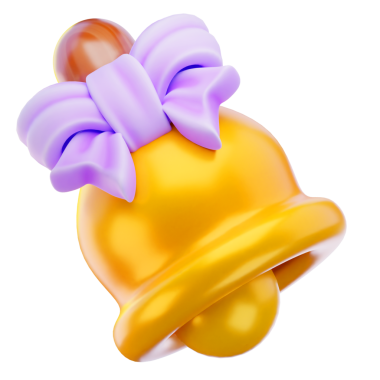 Altın çan 3D render simgesi, Paskalya illüstrasyonu