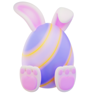 Tavşan Yumurtası 3d render simgesi, Paskalya illüstrasyonu