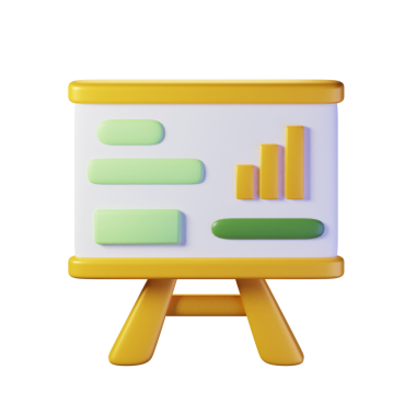 Sarı temalı sunum tahtası ögesi. Alfa arka planında izole edilmiş. Üç boyutlu illüstrasyon. Yüksek çözünürlük