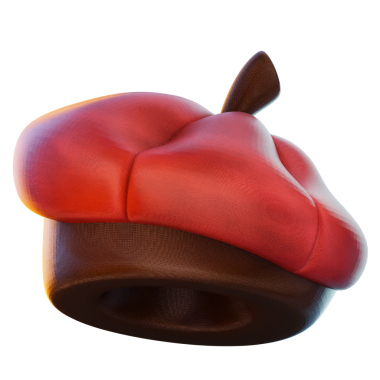 beret sanatçısı 3D render simgesi, şapka illüstrasyonu