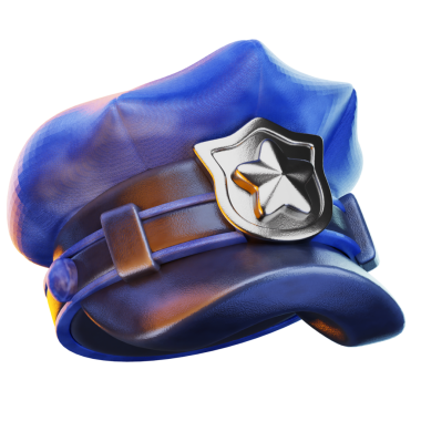 Polis şapkası 3D resim simgesi, şapka illüstrasyonu