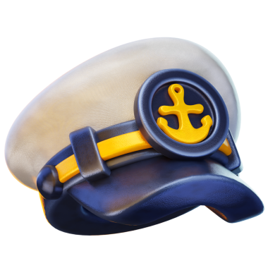 Kaptan şapka 3D resim simgesi, şapka illüstrasyonu