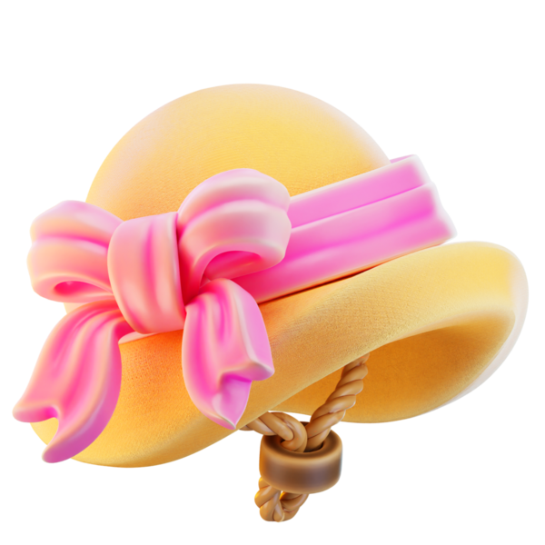 Plaj şapkası 3D resim simgesi, şapka illüstrasyonu