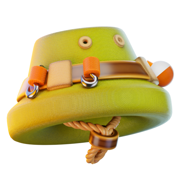 Balıkçı şapkası 3D resim simgesi, şapka illüstrasyonu