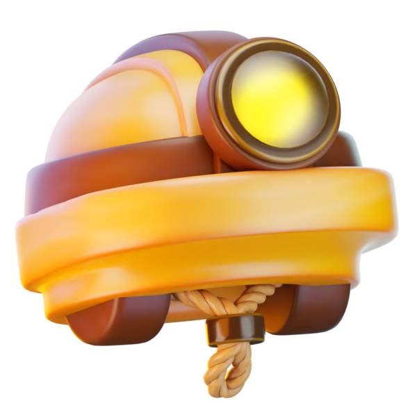 Madenci miğferi 3D render simgesi, şapka illüstrasyonu