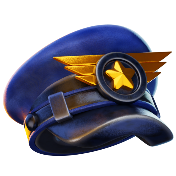 pilot şapkası 3D render simgesi, şapka illüstrasyonu