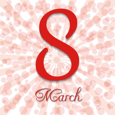 Parlak arka planda Dünya Kadınlar Günü kutlaması için tebrik kartı tasarımı. Eps10' da. Vektör çizimi