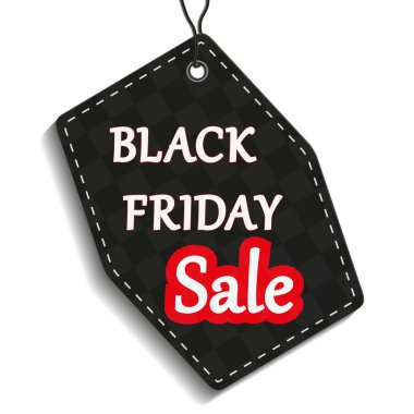 Siyah Cuma, beyaz arka plan üzerinde etiket veya fiyat etiketi, vektör çizim