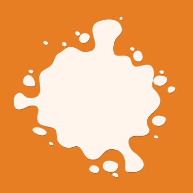 Beyaz süt sıçraması. Turuncu arka planda leke, süt sıçrama şablonu, süt sıçrama vektörü, süt sıçrama görüntüsü, süt sıçrama sanatı, süt sıçrama ikonu, süt sıçrama resmi. süt sıçrama şablonu