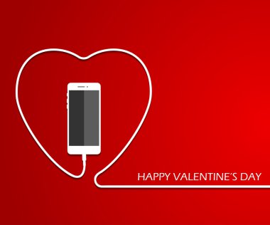 Telefonlu kalp, tel. Sevgililer günü kartı. Eps. Vektör illüstrasyon. telefon flayer ile love Heart. Anneler günü telefon afişi. Anneler günü logosu. Anneler günü şablonu. Anneler günü illüstrasyon. Anneler günü