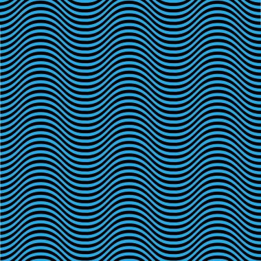 Mavi ve siyah dikişsiz dalga deseni, doğrusal tasarım - vektör illüstrasyon