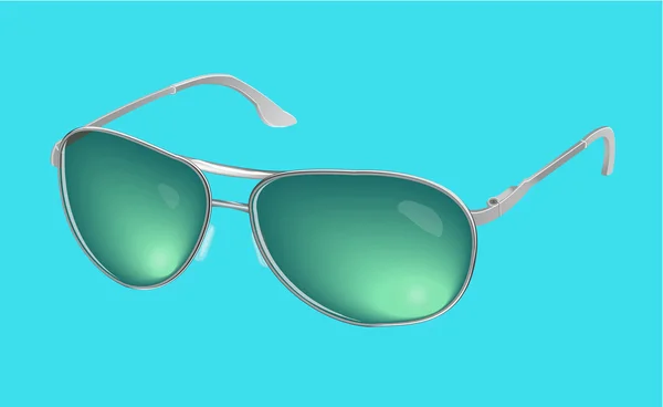 Vector realistische eye glasses, groene zonnebril geïsoleerd op blauwe achtergrond — Stockvector
