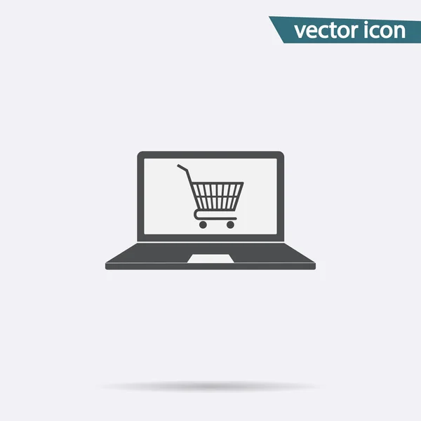 Icono de compras Inernet. Ilustración plana — Vector de stock