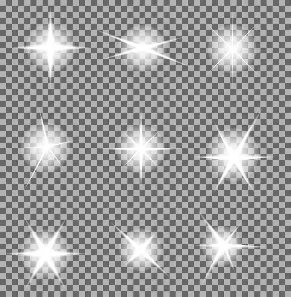 Estrellas y destellos - colección Estrellas y destellos efecto de luz. Las estrellas y los destellos estallan. Vector de estrellas y destellos. Ilustración de estrellas y destellos. Estrellas y destellos. Estrellas brilla transparente — Archivo Imágenes Vectoriales