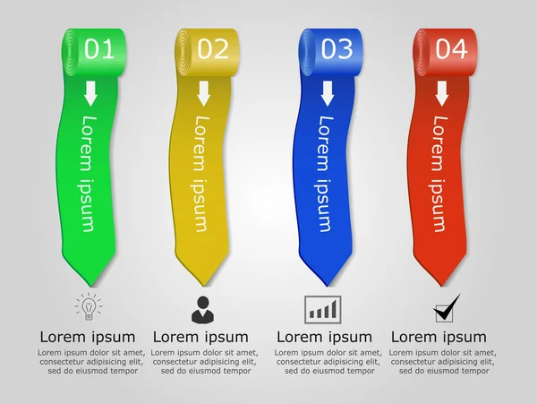 Set van abstracte kleurrijke linten infographic. Ontwerpelement. Vector illustratie — Stockvector