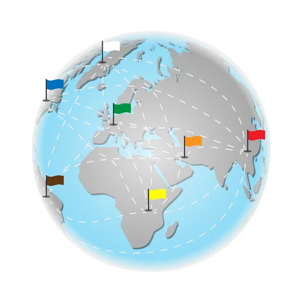 Wereld reizen en toerisme concept illustratie. aarde vector illustratie — Stockvector