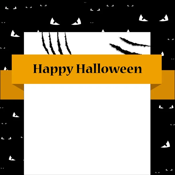 Banco cartello con graffi, modello di Halloween, brochure, volantino, menu, carta trasparente con nastro. illustrazione vettoriale piatta — Vettoriale Stock