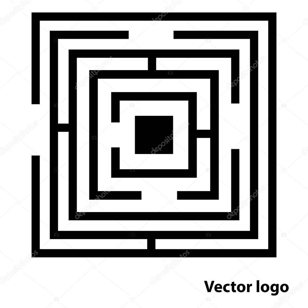 Абстрактный Логотип Лабиринта, Плоская Черная Иконка Лабиринта На.