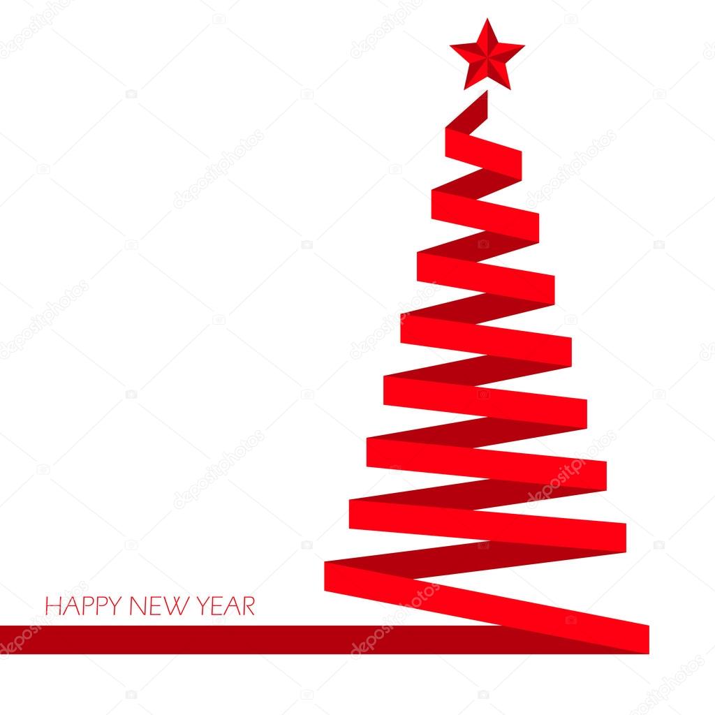 Christmas tree Red ribbon banner EPS 10 Vector illustration — Wektor od vectorEps10