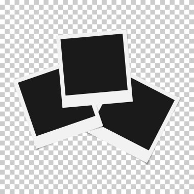 Saydam olarak izole karışık boş fotoğraf polaroid çerçeve kümesi 