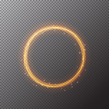 Vektör sihirli altın çember. Parlayan yangın ring izleme. Glitter kıvılcım