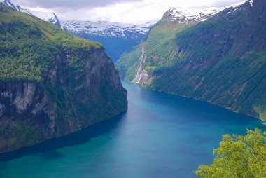 Norveç, Eagles Yolu 'ndan Geirangerfjord manzarası
