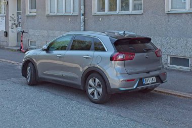 Vallila, Helsinki, Finlandiya - 4 Ağustos. 2025: Skoda Enyaq iV 85 (2024) park edilmiş.