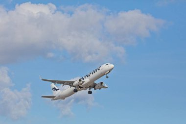 Seutula, Vantaa, Finlandiya - 7 Ağustos. 2025: Finnair OH-LZI Airbus A321-231 Vantaa Helsinki Havaalanı 'ndan kalkış.