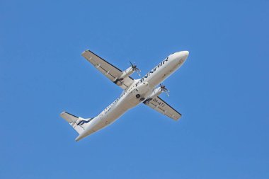 Seutula, Vantaa, Finlandiya - 7 Ağustos. 2025: Finnair OH-ATI ATR 72-500 Vantaa Helsinki Havaalanı 'ndan alınıyor.