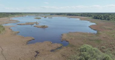 Tihu Gölü 'nün havadan görünüşü, zengin biyolojik çeşitliliği ve ilkbaharda bir kuş izleme alanı olarak bilinen sığ, yoğun büyüyen lagün tipi bir göldür, Hiiumaa, Estonya.