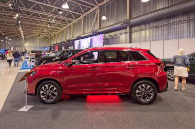 Tartu, Estonya - 12 Eylül 2025: SWM G01F arabası Motoshow 2025, Tartu Messikeskus 'ta sergileniyor.