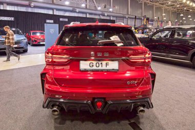 Tartu, Estonya - 12 Eylül 2025: SWM G01F arabası Motoshow 2025, Tartu Messikeskus 'ta sergileniyor.