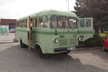 Tartu, Estonya - 12 Eylül 2025: Motoshow 2025, Tartu Messikeskus 'ta TA-6 otobüsü sergileniyor.