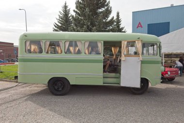 Tartu, Estonya - 12 Eylül 2025: Motoshow 2025, Tartu Messikeskus 'ta TA-6 otobüsü sergileniyor.