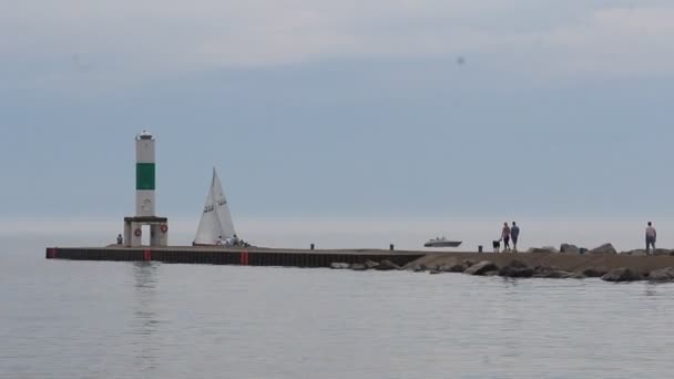 Pier at Lake Michigan — Stock Video