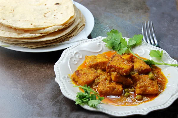 Paneer masala manteiga com chapati — Fotografia de Stock