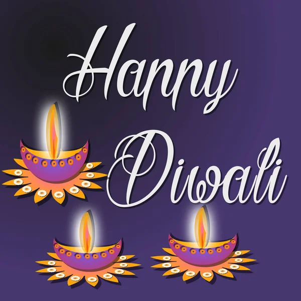Diwali Gruß Mit Botschaft Happy Diwali Mit Irdenen Lampen Diya — Stockfoto