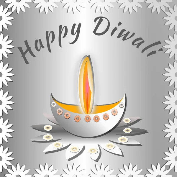 Diwali Gruß Mit Botschaft Happy Diwali Mit Irdenen Lampen Diya — Stockfoto