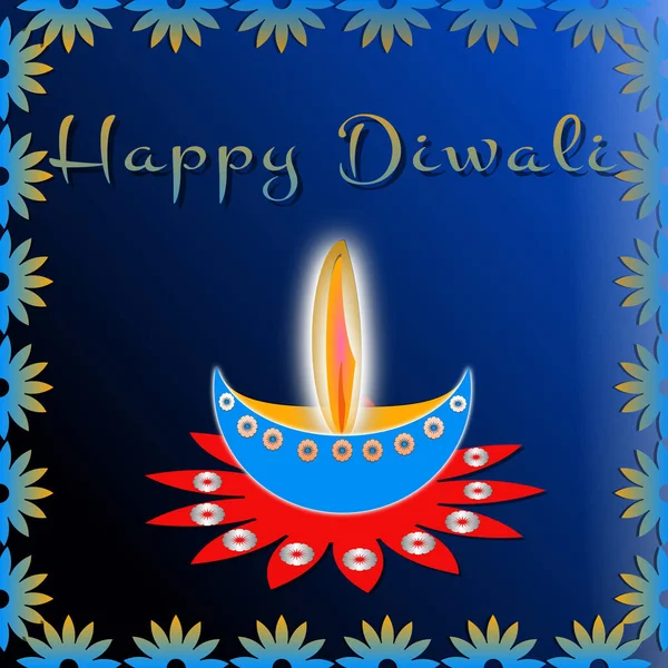 Diwali Begroeting Met Een Bericht Happy Diwali Met Aarden Lampen — Stockfoto