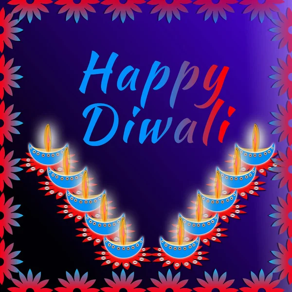 Diwali Begroeting Met Een Bericht Happy Diwali Met Aarden Lampen — Stockfoto