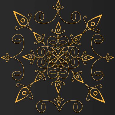 Arkaplan için altın soyut Mandal süsleme deseni, davetler, kartlar, siyah arkaplan üzerindeki premium şablonları.