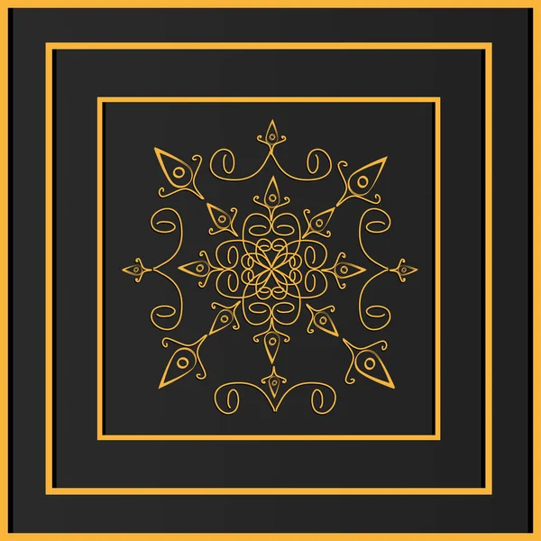邀请函 黑色背景上的高级模板的金色抽象Mandal华丽图案 — 图库矢量图片